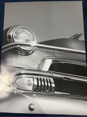 Vintage Car Chrome Wall Art Poster - Silver